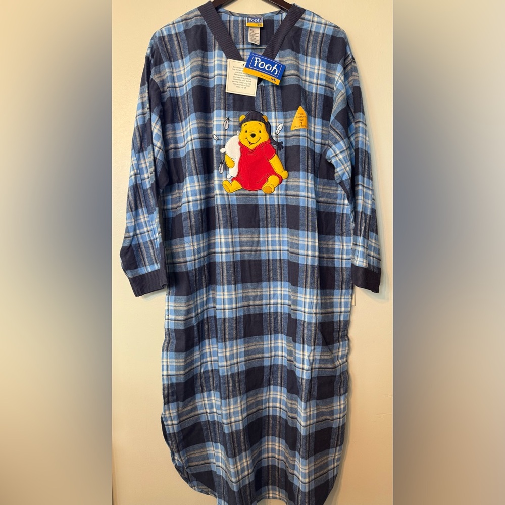 Disney Blue Plaid Winnie the Pooh Nightgown
